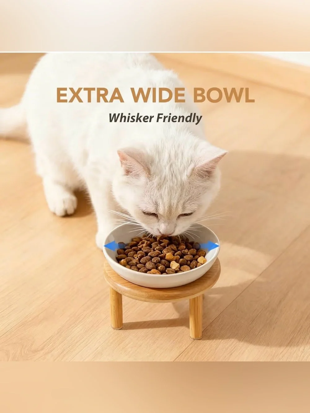 Elevated Cat Bowls Raised Ceramic Cat Bowl, 5.7” Wide Opening Cat Food Bowl